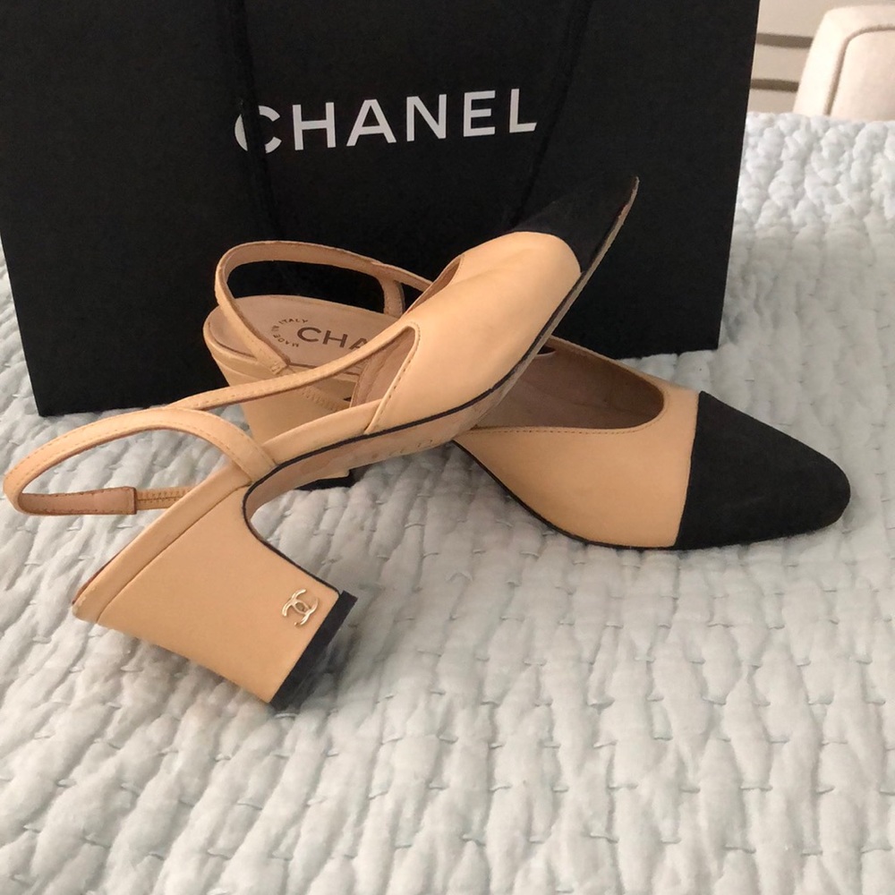 Chanel slingback mules
